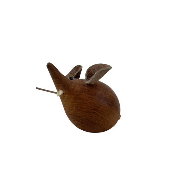 Vintage 1960s MCM Modern Teak Wood Mouse Figurine H & F Denmark - Picture 3 of 6